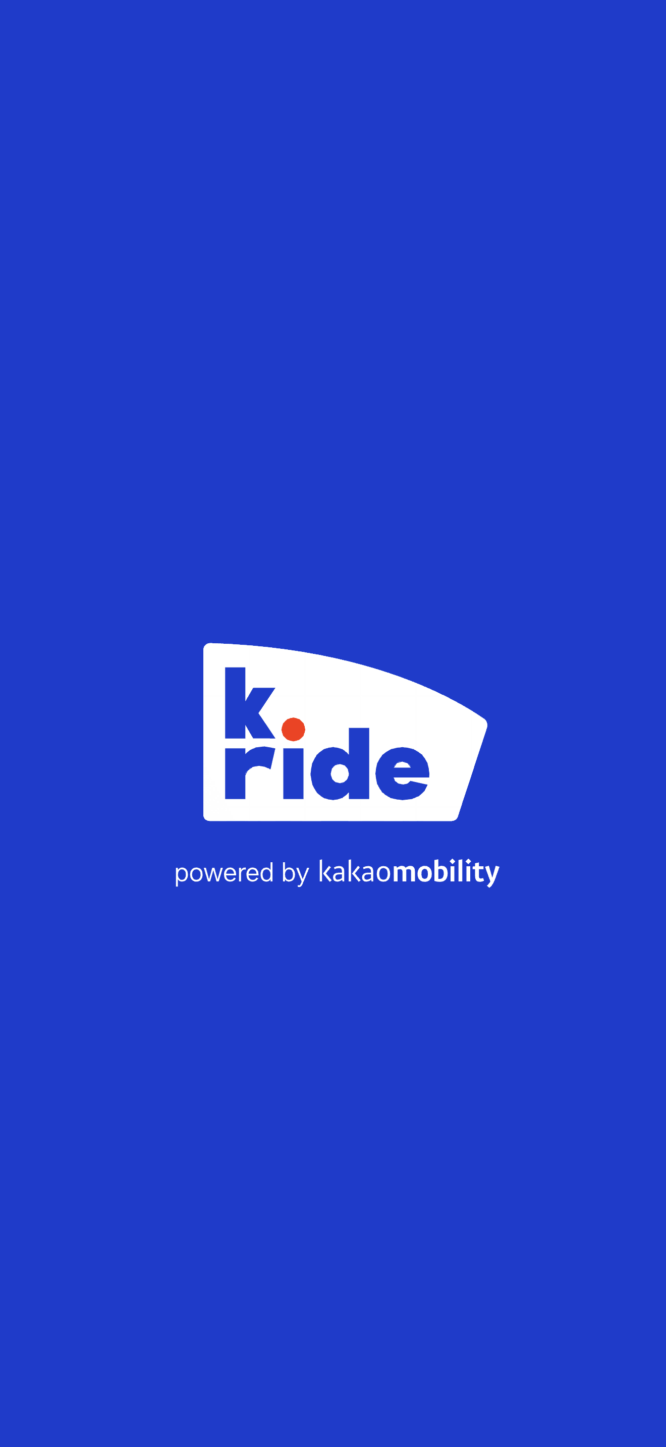 K.RIDE app splash screen, powered by Kakao Mobility
